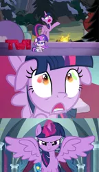 Size: 1920x3336 | Tagged: safe, derpibooru import, cozy glow, lord tirek, queen chrysalis, twilight sparkle, twilight sparkle (alicorn), alicorn, changeling, pegasus, pony, frenemies (episode), my little pony: pony life, the ending of the end, zound off, spoiler:pony life s01e18, spoiler:pony life s01e29, disguise, disguised changeling, floppy ears, get, ted talk, the pathetic princess thing, twi talk