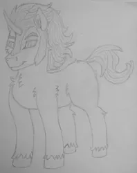 Size: 2787x3525 | Tagged: safe, artist:barpy, derpibooru import, king sombra, fluffy, male, simple background, sketch, solo, traditional art, unshorn fetlocks