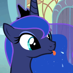 Size: 650x650 | Tagged: safe, derpibooru import, edit, edited screencap, editor:lolledits, screencap, princess luna, alicorn, pony, the beginning of the end, :p, animated, cute, female, gif, happy, hnnng, jewelry, loop, lunabetes, mare, raspberry, regalia, silly, silly pony, smiling, spittle, tongue out