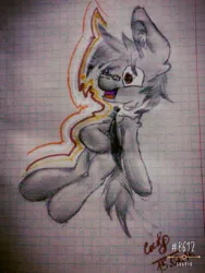 Size: 480x640 | Tagged: safe, artist:palace, derpibooru import, oc, oc:silver bristle, unofficial characters only, earth pony, pony, ear fluff, earth pony oc, glasses, graph paper, laughing, male, necktie, solo, stallion, traditional art