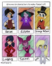 Size: 1080x1350 | Tagged: safe, artist:cherrys_doodles, derpibooru import, derpy hooves, anthro, bird, duck, human, pegasus, pony, six fanarts, anthro with ponies, crossover, duck tales 2017, ducktales, eclipsa butterfly, female, glasses, hat, male, mare, marinette dupain-cheng, miraculous ladybug, scrooge mcduck, spinel (steven universe), star vs the forces of evil, steven universe, sun hat, tangled (disney), tangled: the series, varian, waving