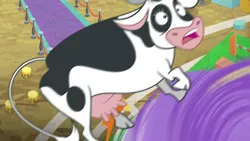 Size: 1920x1080 | Tagged: safe, derpibooru import, screencap, bloofy, cow, growing up is hard to do, this will end in death, this will end in tears, this will end in tears and/or death, udder