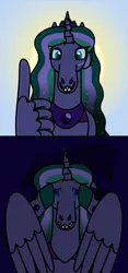 Size: 959x2048 | Tagged: safe, artist:kindheart525, derpibooru import, oc, oc:firefly, unofficial characters only, alicorn, changepony, hybrid, kindverse, alicorn oc, crown, crying, horn, interspecies offspring, jewelry, magical lesbian spawn, offspring, parent:princess luna, parent:queen chrysalis, parents:chrysaluna, regalia, thumbs up, wing hands, wings