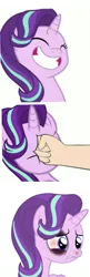 Size: 408x1262 | Tagged: semi-grimdark, derpibooru import, edit, starlight glimmer, pony, unicorn, abuse, abuse edit, background pony strikes again, black eye, comic, female, glimmerbuse, go to gulag op, go to sleep chrysalis, mare, op is a duck, op is trying to start shit, punch, sad, shitposting