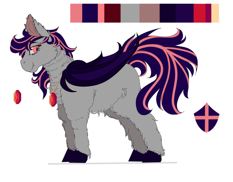Size: 2561x2000 | Tagged: safe, artist:shirofluff, derpibooru import, oc, oc:galaxy rose, bat pony, ear fluff, fluffy, hooves, jewelry, pendant, redesign, reference sheet, smiling