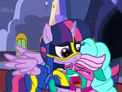 Size: 1440x1080 | Tagged: safe, artist:徐詩珮, derpibooru import, glitter drops, twilight sparkle, twilight sparkle (alicorn), alicorn, series:sprglitemplight diary, series:sprglitemplight life jacket days, series:springshadowdrops diary, series:springshadowdrops life jacket days, alternate universe, base used, chase (paw patrol), clothes, crying, female, glitterlight, lesbian, mighty pups, paw patrol, shipping, skye (paw patrol)