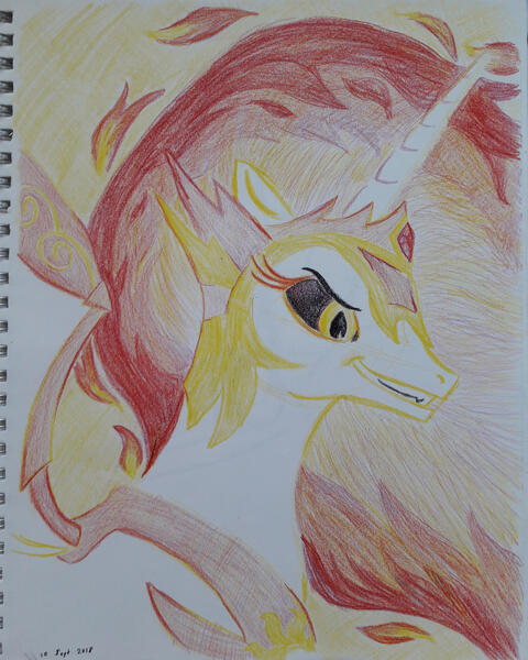 Size: 2190x2738 | Tagged: safe, artist:rockhoppr3, derpibooru import, daybreaker, alicorn, pony, female, solo, traditional art