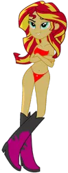 Size: 506x1273 | Tagged: suggestive, artist:nightred15, derpibooru import, edit, edited edit, vector edit, sunset shimmer, equestria girls, equestria girls (movie), background removed, belly button, boots, bra, breasts, clothes, female, panties, red bra, red underwear, shoes, side knot underwear, simple background, transparent background, underwear, underwear edit, vector