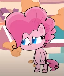 Size: 473x567 | Tagged: safe, derpibooru import, screencap, pinkie pie, earth pony, pony, death of a sales-pony, my little pony: pony life, spoiler:pony life s01e07, spoiler:pony life s01e08, bipedal, cropped, cute, diapinkes, female, mare, sad, sadorable, solo