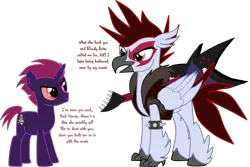 Size: 3575x2393 | Tagged: safe, artist:shadymeadow, derpibooru import, oc, oc:dark uproar, oc:nocturne jungle, classical hippogriff, hippogriff, pony, guitar, male, musical instrument, oc villain, simple background, stallion, transparent background