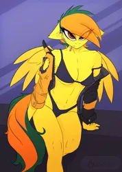 Size: 4209x5909 | Tagged: suggestive, artist:ignis, derpibooru import, oc, oc:dual screen, anthro, pegasus, breasts, female, sierra nevada, solo