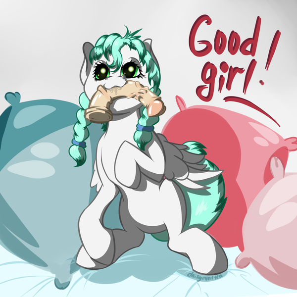 Size: 2048x2048 | Tagged: questionable, artist:daisyminttea, derpibooru import, oc, oc:glassy sky, unofficial characters only, pegasus, pony, bed, dildo, female, mare, pegasus oc, pillow, sex toy, wings