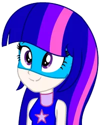 Size: 744x924 | Tagged: safe, artist:mlp-lolada, artist:noreencreatesstuff, derpibooru import, twilight sparkle, equestria girls, base used, clothes, female, human coloration, magic gaia, mask, simple background, solo, superhero, tanktop, transparent background