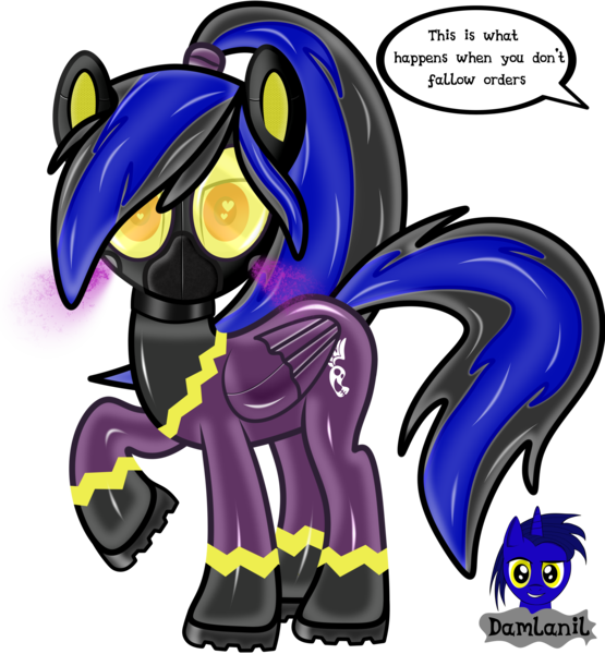 Size: 3840x4154 | Tagged: safe, artist:damlanil, derpibooru import, oc, oc:labys, unofficial characters only, pegasus, pony, boots, clothes, collar, comic, commission, costume, female, gas mask, hazmat pony drone, heart, heart eyes, high res, implied nightmare moon, latex, looking at you, mare, mask, misspelling, raised hoof, rubber, rubber drone, shadowbolt drone, shadowbolts, shadowbolts (nightmare moon's minions), shadowbolts costume, shiny, shiny mane, shoes, show accurate, simple background, solo, transformation, transparent background, vector, wingding eyes, wings