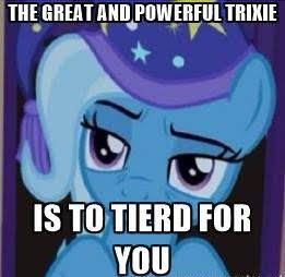 Size: 261x254 | Tagged: safe, derpibooru import, edit, edited screencap, screencap, trixie, caption, cropped, image macro, misspelling, text