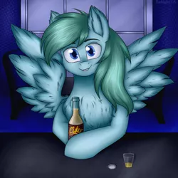 Size: 3000x3000 | Tagged: safe, artist:darklight1315, derpibooru import, oc, pegasus, pony, chest fluff, cider, solo