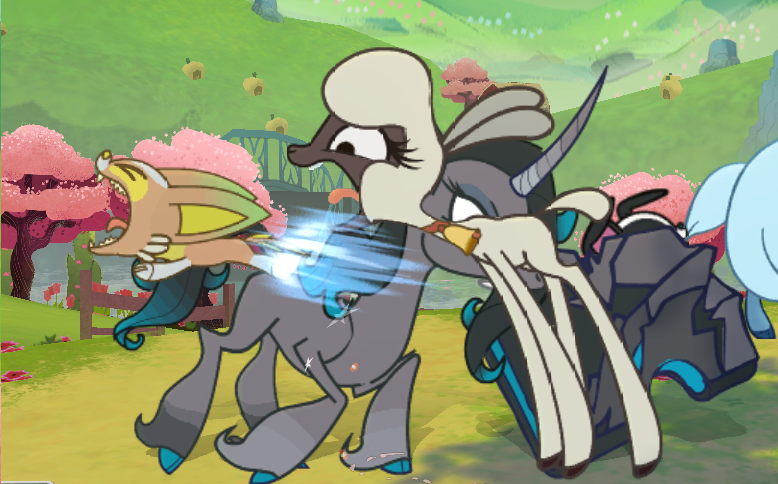 Size: 778x484 | Tagged: safe, derpibooru import, screencap, oleander (tfh), pom lamb, classical unicorn, sheep, unicorn, them's fightin' herds, cloven hooves, community related, duo, female, game screencap, lamb, leonine tail, out of context, unshorn fetlocks