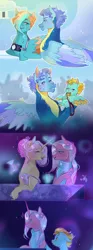 Size: 640x1716 | Tagged: safe, artist:bunnari, derpibooru import, clear skies, lightning dust, lily lace, wind rider, oc, oc:dazzle flash, pony, baby, baby pony, clothes, two toned wings, uniform, wings, wonderbolts uniform, younger