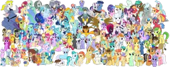 Size: 2500x980 | Tagged: safe, artist:90sigma, artist:bluemeganium, artist:chainchomp2 edit, artist:cheezedoodle96, artist:cloudyglow, artist:dashiesparkle, artist:floppychiptunes, artist:iknowpony, artist:jawsandgumballfan24, artist:jhayarr23, artist:thatguy1945, artist:tomfraggle, artist:vector-brony, derpibooru import, amethyst star, apple bloom, apple fritter, apple honey, apple tarty, applejack, appointed rounds, aunt holiday, auntie lofty, azure velour, berry punch, berryshine, big macintosh, biscuit, bon bon, bow hothoof, braeburn, captain celaeno, carrot cake, carrot top, cayenne, cheese sandwich, citrus blush, clear sky, cloud kicker, cloudchaser, coloratura, cookie crumbles, cucumber seed, cup cake, daisy, daring do, derpy hooves, diamond tiara, doctor whooves, double diamond, feather bangs, fire flare, fire streak, fleetfoot, flitter, flower wishes, fluttershy, gabby, gallus, gentle breeze, gilda, golden harvest, helia, high winds, hondo flanks, hoofer steps, iron will, ivory, ivory rook, junebug, kettle corn, lemon hearts, lighthoof, lightning bolt, lightning dust, lily, lily love, lily valley, limestone pie, linky, lyra heartstrings, mane allgood, marble pie, matilda, maud pie, mayor mare, minuette, misty fly, mixed berry, mocha berry, moondancer, night glider, noi, north point, ocellus, octavia melody, parasol, pinkie pie, pipsqueak, posey shy, pound cake, pretzel twist, princess cadance, princess celestia, princess ember, princess luna, princess skystar, pumpkin cake, quibble pants, rainbow dash, rainy day, rarity, roseluck, rumble, sandbar, scootaloo, sea swirl, seafoam, shimmy shake, shining armor, shoeshine, silver spoon, silverstream, skeedaddle, smolder, snap shutter, soarin', spike, spitfire, spring melody, sprinkle medley, spur, starlight glimmer, sugar belle, sunny delivery, sunshower raindrops, surprise, sweet biscuit, sweetie belle, sweetie drops, tempest shadow, tender taps, terramar, thorax, thunderlane, time turner, trixie, tulip swirl, twilight sky, twilight sparkle, twilight sparkle (alicorn), twinkleshine, twist, valley glamour, vapor trail, vinyl scratch, white lightning, wind sprint, windy whistles, yona, zecora, alicorn, changedling, changeling, crystal pony, donkey, dragon, earth pony, gryphon, minotaur, pegasus, pony, seapony (g4), unicorn, yak, zebra, my little pony: the movie, apple family member, bipedal, cake twins, crystallized, everypony, king thorax, looking at you, mane seven, mane six, siblings, simple background, student six, transparent background, twins, vector, wall of tags
