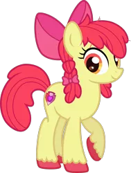 Size: 3500x4619 | Tagged: safe, artist:n0kkun, derpibooru import, apple bloom, earth pony, pony, alternate hairstyle, apple bloom's bow, bow, cutie mark, female, hair bow, mare, older, older apple bloom, raised hoof, simple background, solo, the cmc's cutie marks, transparent background, unshorn fetlocks, wip