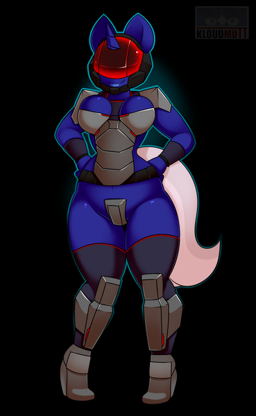 Size: 1080x1755 | Tagged: suggestive, alternate version, artist:kloudmutt, derpibooru import, oc, unofficial characters only, anthro, plantigrade anthro, unicorn, armor, breasts, clothes, digital art, female, hand on hip, helmet, high heels, horn, pose, shoes, solo, solo female, tail, xcom 2