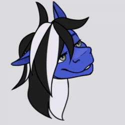 Size: 500x500 | Tagged: safe, artist:gori, artist:orionisanimation, derpibooru import, oc, oc:buffonsmash, pegasus, pony, animated, animator:orionisanimation, art, black and white, blinking, blue, blue oc, bust, colored, commission, cute, digital art, ears up, eye, eye color, eyes, grayscale, green eyes, hair, long hair, long mane, looking at you, looking back, looking up, male, male oc, mane, monochrome, nose, open mouth, pegasus oc, portrait, sexy, shading, smiling, snout, solo, stallion, teaser, teasing, test, wings