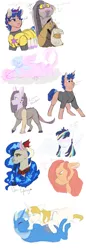 Size: 1400x4050 | Tagged: safe, artist:pixelbyruu, derpibooru import, prince blueblood, trixie, oc, oc:chaos galaxy, oc:coffee honeycomb, oc:dusk specter, oc:phantasia, unnamed oc, draconequus, earth pony, hybrid, unicorn, bluetrix, blushing, female, interspecies offspring, male, oc x oc, offspring, offspring's offspring, parent:big macintosh, parent:discord, parent:flash sentry, parent:fluttershy, parent:princess cadance, parent:princess celestia, parent:princess luna, parent:shining armor, parent:twilight sparkle, parents:dislestia, parents:flashlight, parents:fluttermac, parents:lunacord, parents:oc x oc, parents:shiningcadance, pregnant, shipping, simple background, sketch, sketch dump, straight, white background