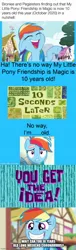 Size: 500x1652 | Tagged: safe, artist:rarityvrymerzhmusic, derpibooru import, rainbow dash, broken alarm, meme, pat no pay, spongebob squarepants, spongebob time card, you get the idea!