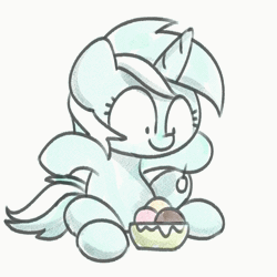 Size: 1000x1000 | Tagged: safe, artist:sugar morning, derpibooru import, lyra heartstrings, pony, unicorn, animated, bowl, brain freeze, cute, female, food, frame by frame, gif, ice cream, lyrabetes, mare, neopolitan, pain, simple background, sitting, sketch, solo, spoon, sugar morning is trying to murder us, weapons-grade cute, white background, x)