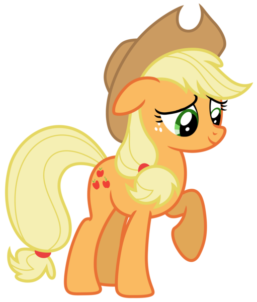 Size: 1280x1504 | Tagged: safe, artist:estories, derpibooru import, applejack, pony, absurd resolution, female, hat, mare, raised hoof, simple background, solo, transparent background, vector