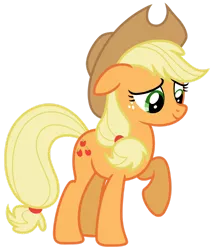 Size: 1280x1504 | Tagged: safe, artist:estories, derpibooru import, applejack, pony, absurd resolution, female, hat, mare, raised hoof, simple background, solo, transparent background, vector