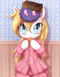 Size: 5100x6600 | Tagged: safe, artist:an-m, artist:aryanne, derpibooru import, oc, oc:aryanne, earth pony, pony, art pack:marenheit 451, /mlp/, clothes, cookie, cute, female, food, mare, nazi, pajamas, solo, swastika, tribble