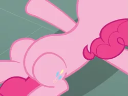 Size: 717x538 | Tagged: safe, derpibooru import, screencap, pinkie pie, too many pinkie pies, belly, cropped, featureless crotch, female, lying down, on back, pictures of bellies, solo