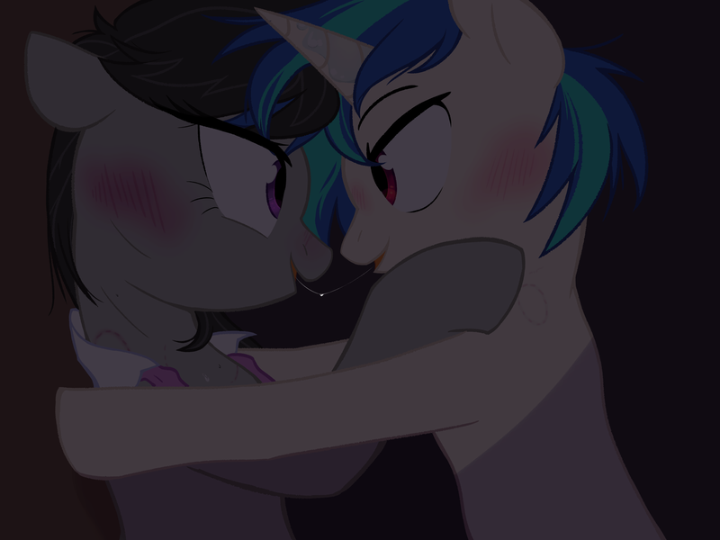 Size: 2800x2100 | Tagged: suggestive, artist:yaaaco, derpibooru import, octavia melody, vinyl scratch, earth pony, pony, unicorn, against wall, bedroom eyes, bipedal, bite mark, biting, blushing, bowtie, drool, drool string, female, hickey, hug, implied hornjob, lesbian, looking at each other, love bite, mare, messy mane, neck biting, scratchtavia, shipping, sweat, sweatdrop, sweatdrops