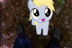 Size: 612x408 | Tagged: safe, artist:coldbologna, artist:dex stewart, derpibooru import, edit, screencap, derpy hooves, muffin (character), human, pegasus, pony, caption, food, friday the 13th, friday the 13th part 2, image macro, jason voorhees, muffin, text, vector