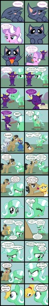 Size: 655x4096 | Tagged: safe, artist:magerblutooth, derpibooru import, diamond tiara, filthy rich, silver spoon, oc, oc:aunt spoiled, oc:dazzle, oc:handy dandy, oc:il, oc:peal, cat, earth pony, imp, pony, comic:diamond and dazzle, comic, contract, tied up