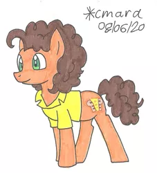 Size: 827x910 | Tagged: safe, artist:cmara, derpibooru import, cheese sandwich, earth pony, pony, clothes, male, shirt, simple background, solo, stallion, traditional art, white background