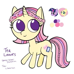 Size: 1080x1080 | Tagged: safe, artist:mlpsunnydaze, derpibooru import, fluttershy, twilight sparkle, oc, oc:tea leaves, pony, unicorn, female, lesbian, magical lesbian spawn, next generation, offspring, parent:fluttershy, parent:twilight sparkle, parents:twishy, shipping, simple background, solo, transparent background, twishy