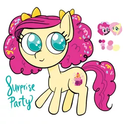 Size: 1080x1080 | Tagged: safe, artist:mlpsunnydaze, derpibooru import, fluttershy, pinkie pie, oc, oc:surprise party, earth pony, pony, female, flutterpie, lesbian, magical lesbian spawn, offspring, parent:fluttershy, parent:pinkie pie, parents:flutterpie, shipping, solo