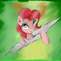 Size: 4000x4000 | Tagged: safe, artist:guatergau5, derpibooru import, pinkie pie, earth pony, pony, absurd resolution, bust, dimensional cracks, female, fourth wall, fourth wall destruction, looking at you, looking up, mare, solo, three quarter view