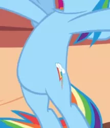 Size: 318x369 | Tagged: safe, derpibooru import, screencap, rainbow dash, pegasus, pony, magic duel, belly, cropped, female, image, mare, open mouth, pictures of bellies, png, solo, standing on two hooves
