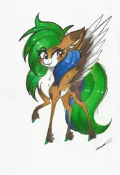 Size: 2229x3237 | Tagged: safe, artist:luxiwind, derpibooru import, oc, oc:lixy wind, pegasus, pony, female, mare, rule 63, rule63betes, simple background, solo, traditional art, white background