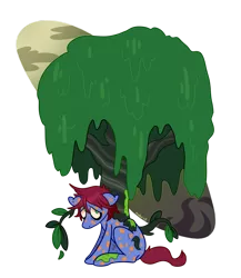 Size: 1024x1178 | Tagged: semi-grimdark, artist:maskarie, derpibooru import, oc, unofficial characters only, earth pony, pony, a health of information, bags under eyes, body horror, branches, floppy ears, halloween, halloween 2017, holiday, leaves, male, roots, simple background, solo, stallion, substrate body, swamp fever, swamp fever plant, transparent background, tree