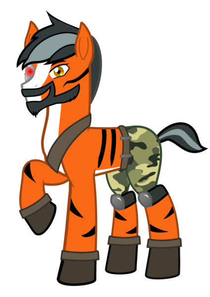 Size: 1052x1488 | Tagged: safe, artist:warszak, derpibooru import, oc, oc:el jefe, unofficial characters only, big cat, pony, tiger, .svg available, commando, male, simple background, solo, stallion, transparent background, vector