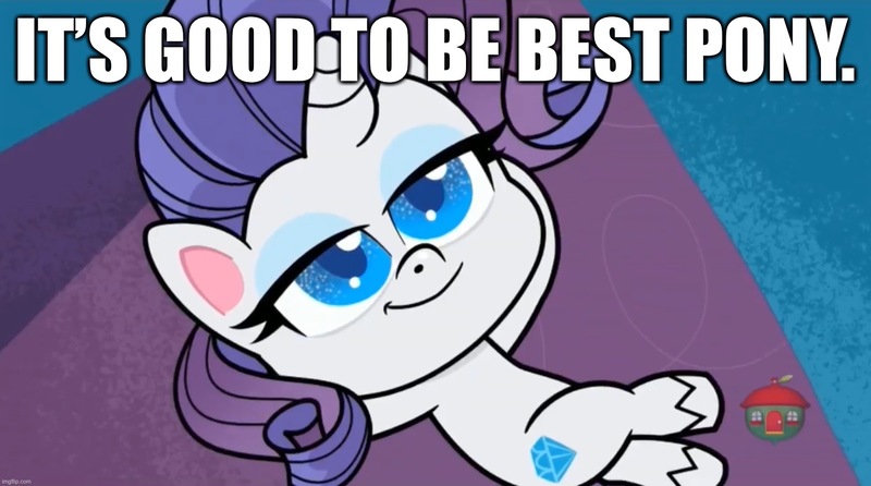 Size: 1669x931 | Tagged: safe, derpibooru import, edit, edited screencap, screencap, rarity, pony, unicorn, a camping we will go, my little pony: pony life, spoiler:pony life s01e11, spoiler:pony life s01e15, best pony, caption, female, image macro, lidded eyes, mare, text