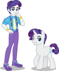 Size: 3309x4000 | Tagged: safe, artist:orin331, derpibooru import, rarity, pony, unicorn, equestria girls, bedroom eyes, bracelet, clothes, elusive, equestria guys, geode of shielding, grin, hand on hip, hand over mouth, high res, human ponidox, jewelry, looking at you, magical geodes, male, necktie, pants, raised hoof, rule 63, self ponidox, shirt, shoes, simple background, smiling, smirk, stallion, suspenders, transparent background