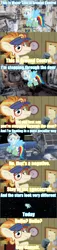 Size: 640x2785 | Tagged: safe, derpibooru import, dave the intern, rainbow dash, all bottled up, astronaut, david bowie, ryan george, song reference, space, space oddity, space station, text
