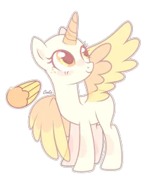 Size: 2445x2620 | Tagged: safe, artist:lazuli, derpibooru import, oc, unofficial characters only, alicorn, pony, alicorn oc, bald, base, eyelashes, horn, looking back, looking up, simple background, smiling, solo, transparent background, two toned wings, wings