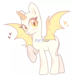 Size: 2410x2489 | Tagged: safe, artist:lazuli, derpibooru import, oc, unofficial characters only, bat pony, pony, bald, base, bat pony oc, bat wings, eyelashes, raised hoof, simple background, smiling, solo, watermark, white background, wings