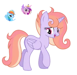 Size: 1280x1242 | Tagged: safe, artist:tenderrain46, derpibooru import, princess cadance, rainbow dash, oc, alicorn, pony, alicorn oc, base used, female, horn, magical lesbian spawn, mare, offspring, parent:princess cadance, parent:rainbow dash, parents:cadash, simple background, transparent background, wings